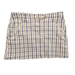 Y2K Preppy Forever 21 Cream & Blue Plaid Mini Skirt Women’s Size 2X Classicore